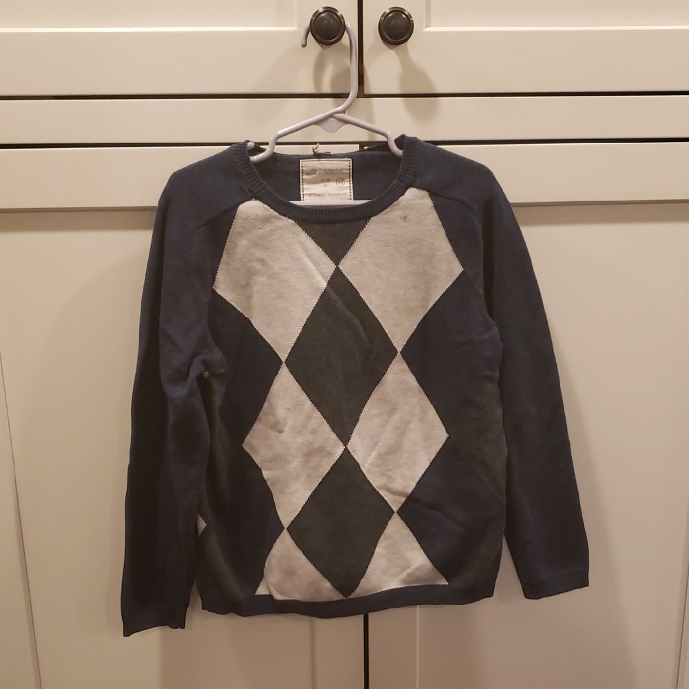Zara Blue and White Argyle Sweater
